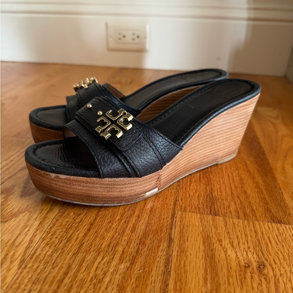 Tory Burch Navy Wedge Sandals